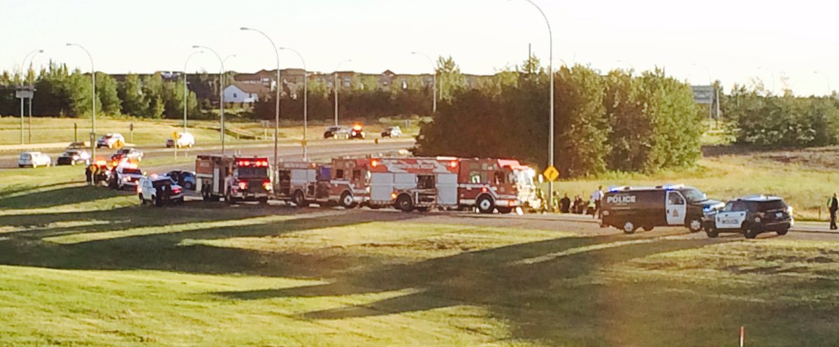 #BREAKING Serious collision, west #yeg. EMS left with 1 patient, EFR/EMS working on another. Whitemud WB closed @ Henday. <a href="/ctvedmonton/">CTV Edmonton</a> #yeg