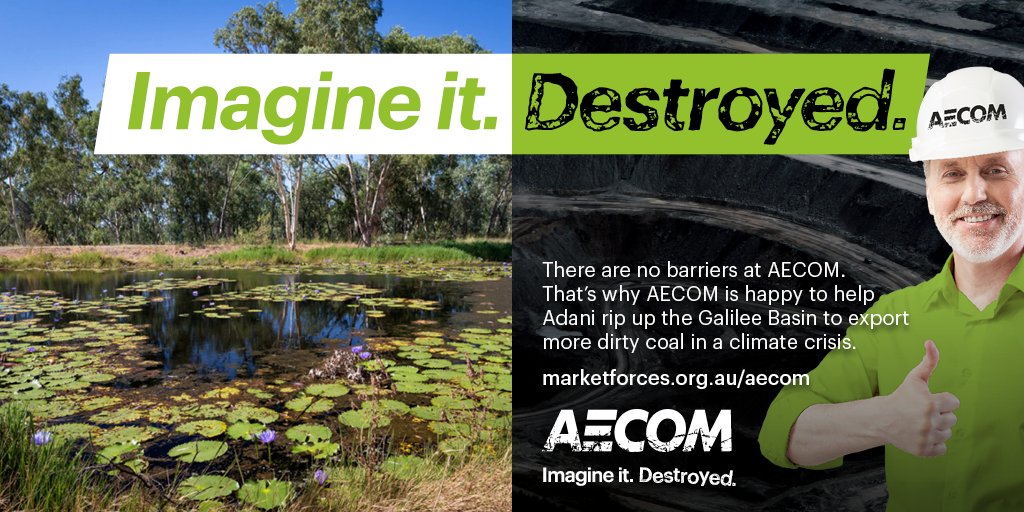 market_forces's tweet photo. .@AECOM is one company at risk of helping Adani's mine. Tell AECOM and every company at risk to back away https://t.co/X2COlqte5u #StopAdani https://t.co/jzZgoWXj8P