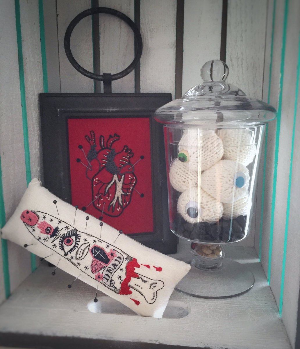 TypographySnob's tweet photo. My mom hand #knitted these eyeballs for me. I'm so happy right now. #creepylady #ladymaker #crafty #weirdo #macabre https://t.co/C3502UOYmm