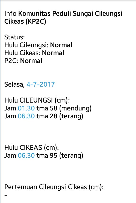 #InfoKP2C #TMA Selasa pagi Normal #update <a href="/infoJATIASIH/">Jatiasih™</a> <a href="/bpbd_bekasi/">PUSDALOPS_BPBD_KOTA_BEKASI</a> <a href="/bpbdbogorkab/">bpbdbogorkab</a> <a href="/Villajatirasa/">Villa Jatirasa</a> <a href="/dinas_pupr/">Dinas PUPR Kabupaten Pringsewu Lampung</a>