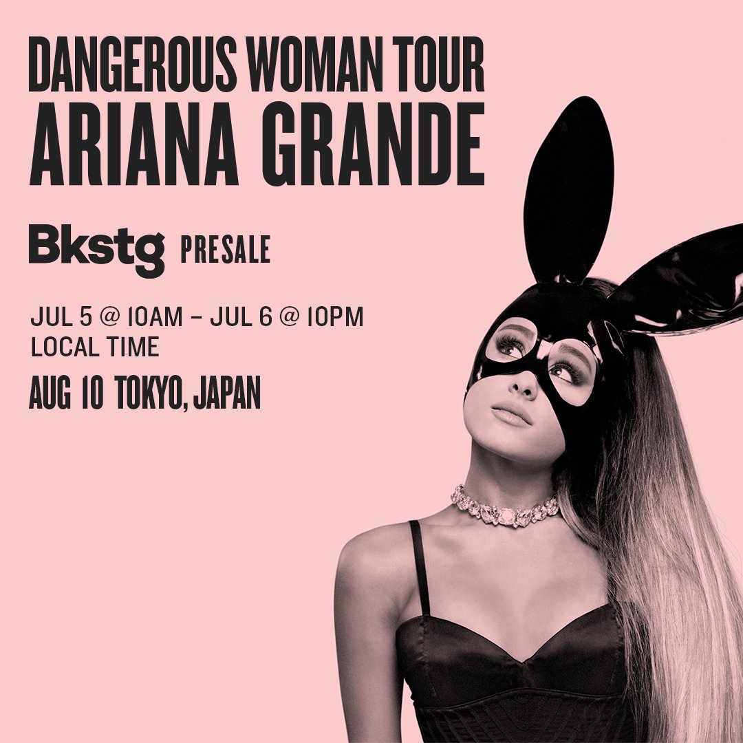Bkstg's tweet photo. A third #DangerousWomanTour show has been added for Tokyo, Japan. Join @ArianaGrande's Bkstg for more info 🇯🇵 https://t.co/VWDLxZ4s0I https://t.co/181tIGLy0n