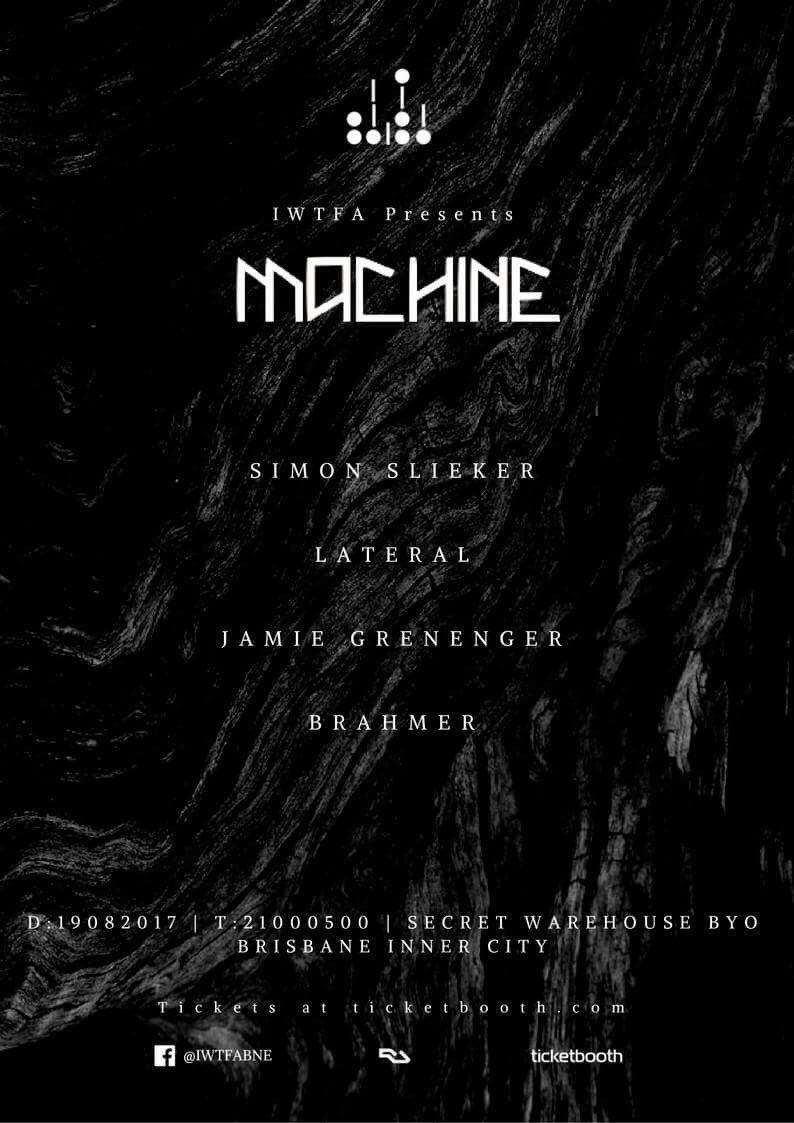 ScottieTechno's tweet photo. #IWTFA presents @MachineLabel with Simon Slieker &amp; Lateral at a secret warehouse location Saturday august 19th https://t.co/wkNNMHgMXx https://t.co/rG5HrG7Eft