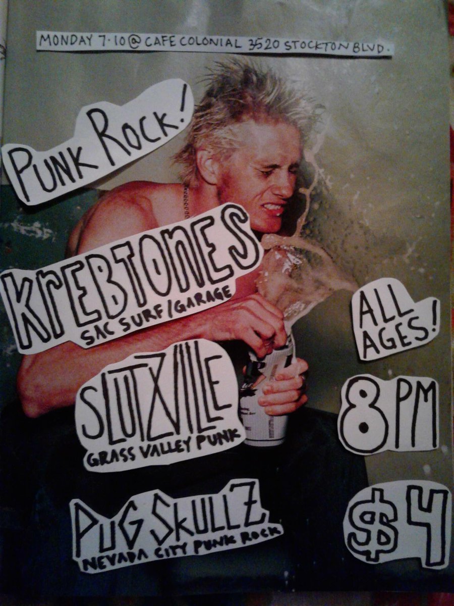 PugSkullz's tweet image. July 10 #pugskullz with #krebtones and #slutzville at Sacramento's best all-ages/cafe venue #cafecolonial #punk