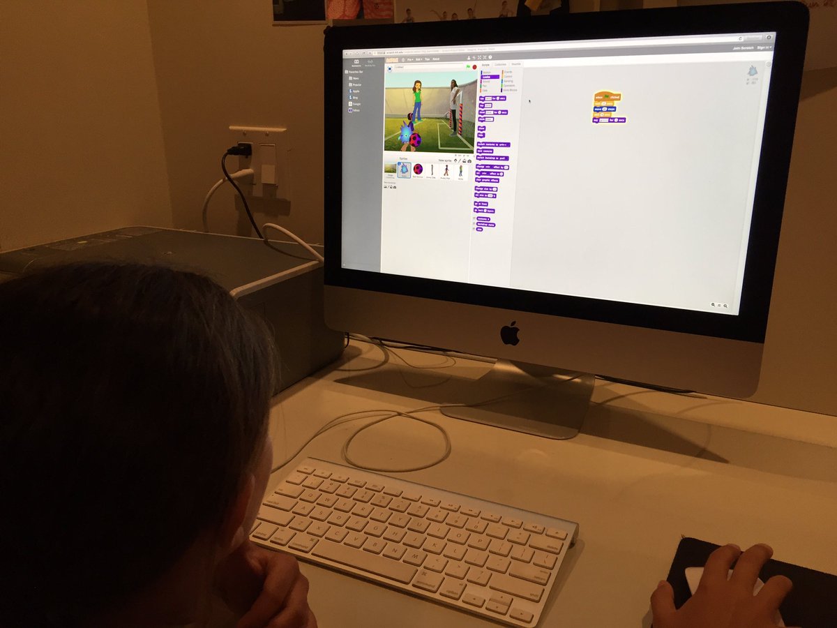 LRobertson_21's tweet image. Thank for teaching my daughter how to use @scratch @Sheppard1Sheri! She's coding a summer soccer story. #summercoding #girlslearningcode