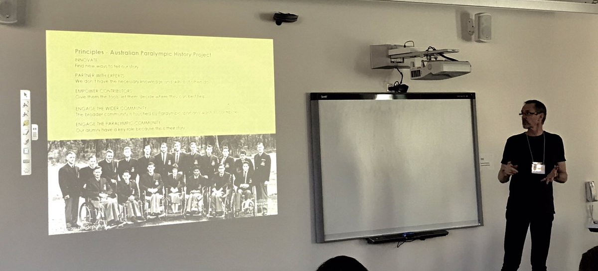 MelbCCLibrary's tweet photo. @tonynaar a digital history future &amp; Australian Paralympic history project #assh2017 #innovate #partnerwithexperts #engagebroadercommunity https://t.co/a709gm3TIr