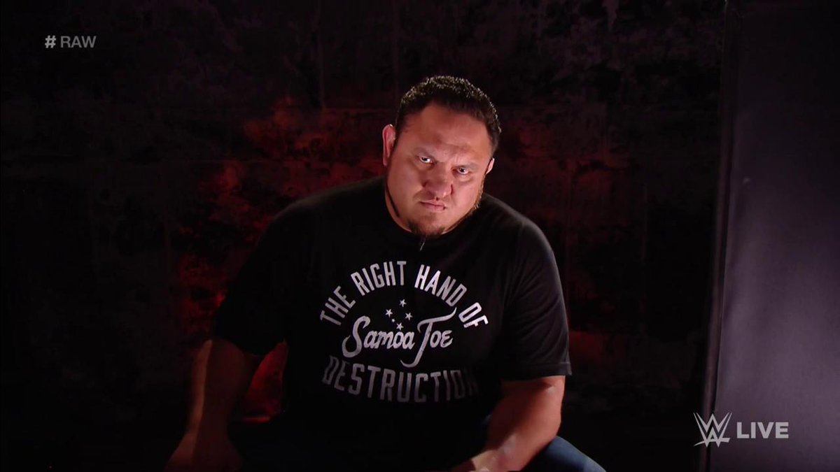 WWEUniverse's tweet photo. "All I've done since I won this spot is make STATEMENTS!" - @SamoaJoe #RAW https://t.co/53r9NjbGpo