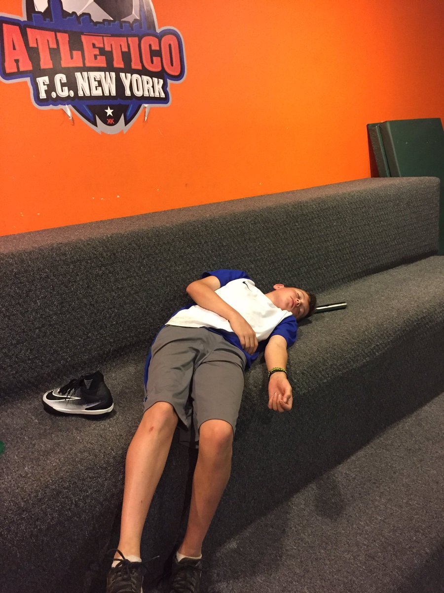 Atletico/Brentwood player preparing for Nationals sleeps between the 2 training sessions today.
<a href="/USClubSoccer/">US Club Soccer</a> #NPLFinals <a href="/NYCSL_Official/">NYCSL</a>