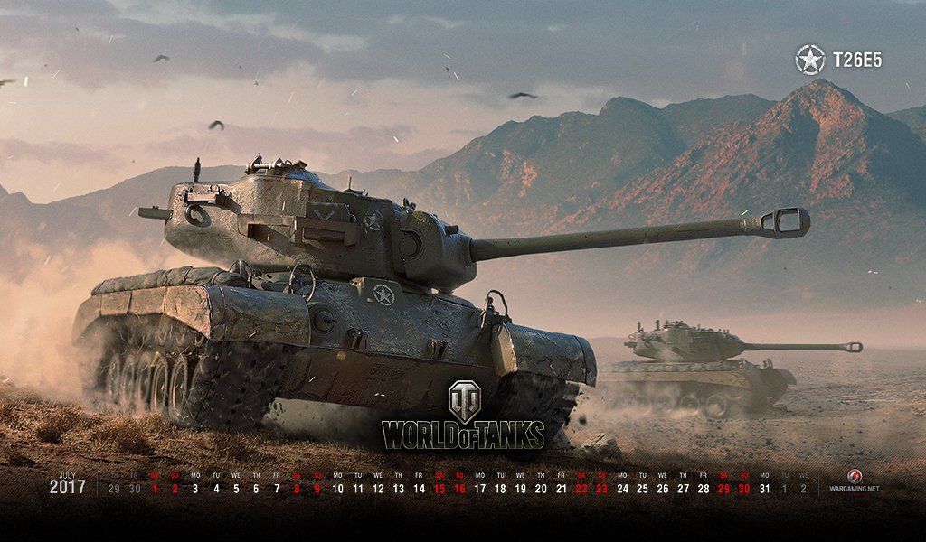World Of Tanks 日本公式 ７月の壁紙とカレンダーを公開 今月はアメリカツリーからパーシングの装甲改良案である重 戦車 T26e5 が登場です デスクトップを戦車の壁紙で飾りましょう ダウンロードはこちらから T Co Se7sg6mh6v