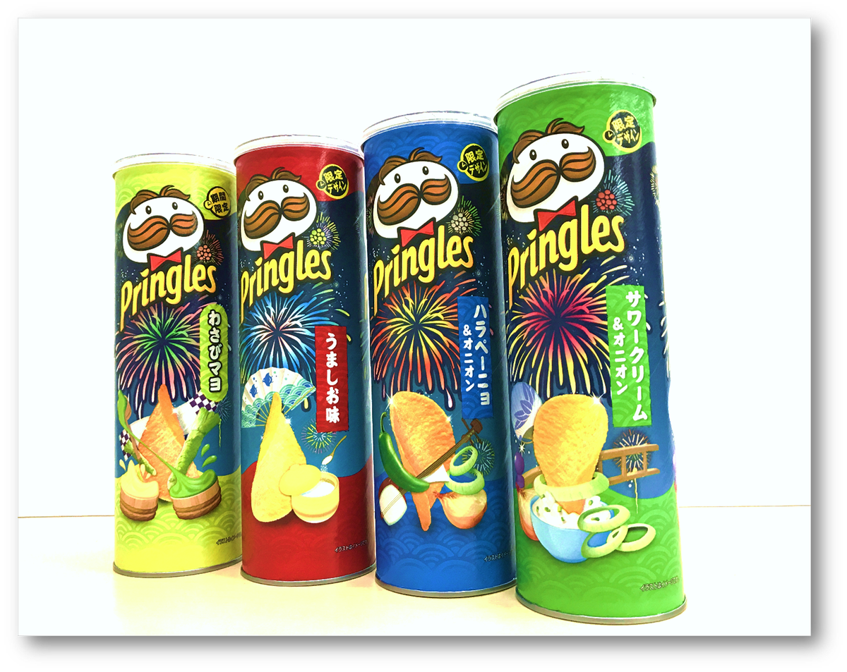 定番３フレーバーに期間限定「わさびマヨ」を加えた4品が今だけの限定デザイン缶で7/4(火)から新登場～！！ 夏らしい「花火」が背景のオリジナル デザイン缶はプリングルズの「FUN」なイメージにぴったり♪ プリングルズ片手に夏のイベントを思いっきり楽しんでね ..., image size:1200x953