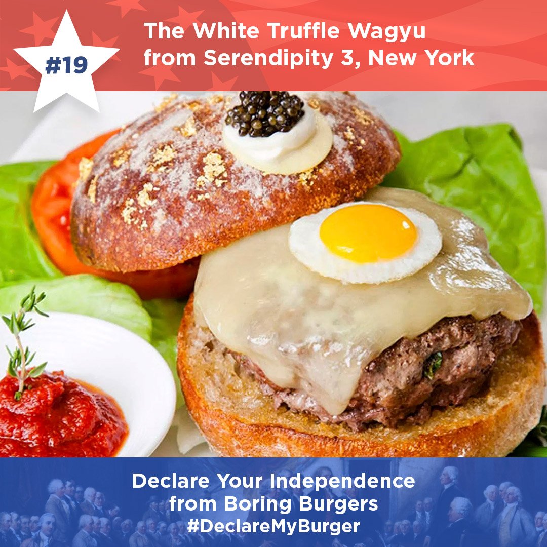 Our #FourthOfJuly Burger Countdown continues with #19: this white truffle butter-infused Wagyu w/ cave-aged cheddar &amp; Chinese Kaluga caviar.