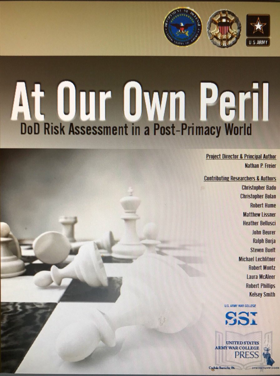 Image result for DOD risk assessment "At Our Own Peril"