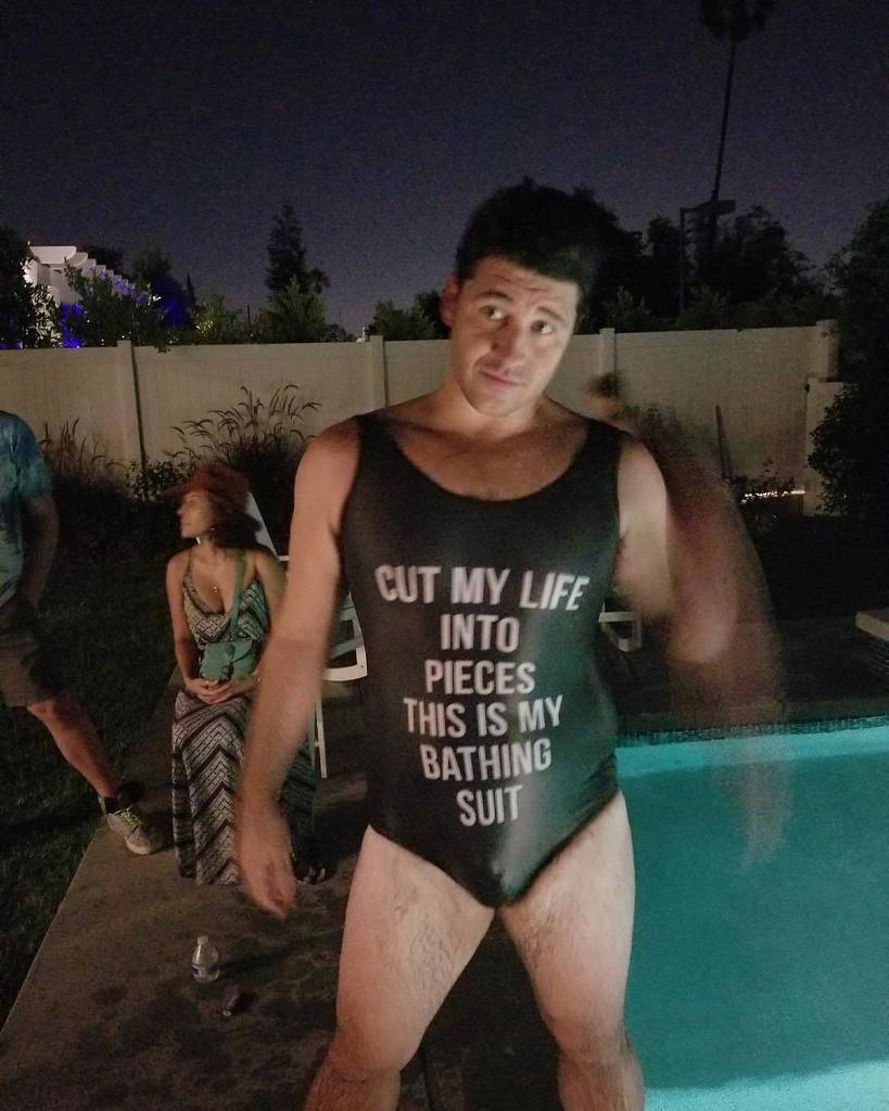 JacobyShaddix's tweet photo. This is wrong on so many levels. BWAHHAAAHAHAHAHAA #cutmylifeintopieces Sometimes ya just gotta say eff it and rock a one piece bathing sui… https://t.co/5KhGgoW8Hv