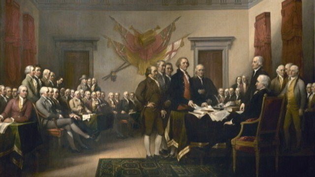 4 juli 1776 förklarar 13 kolonier sig självständiga från Storbritannien och bildar Amerikas förenta stater