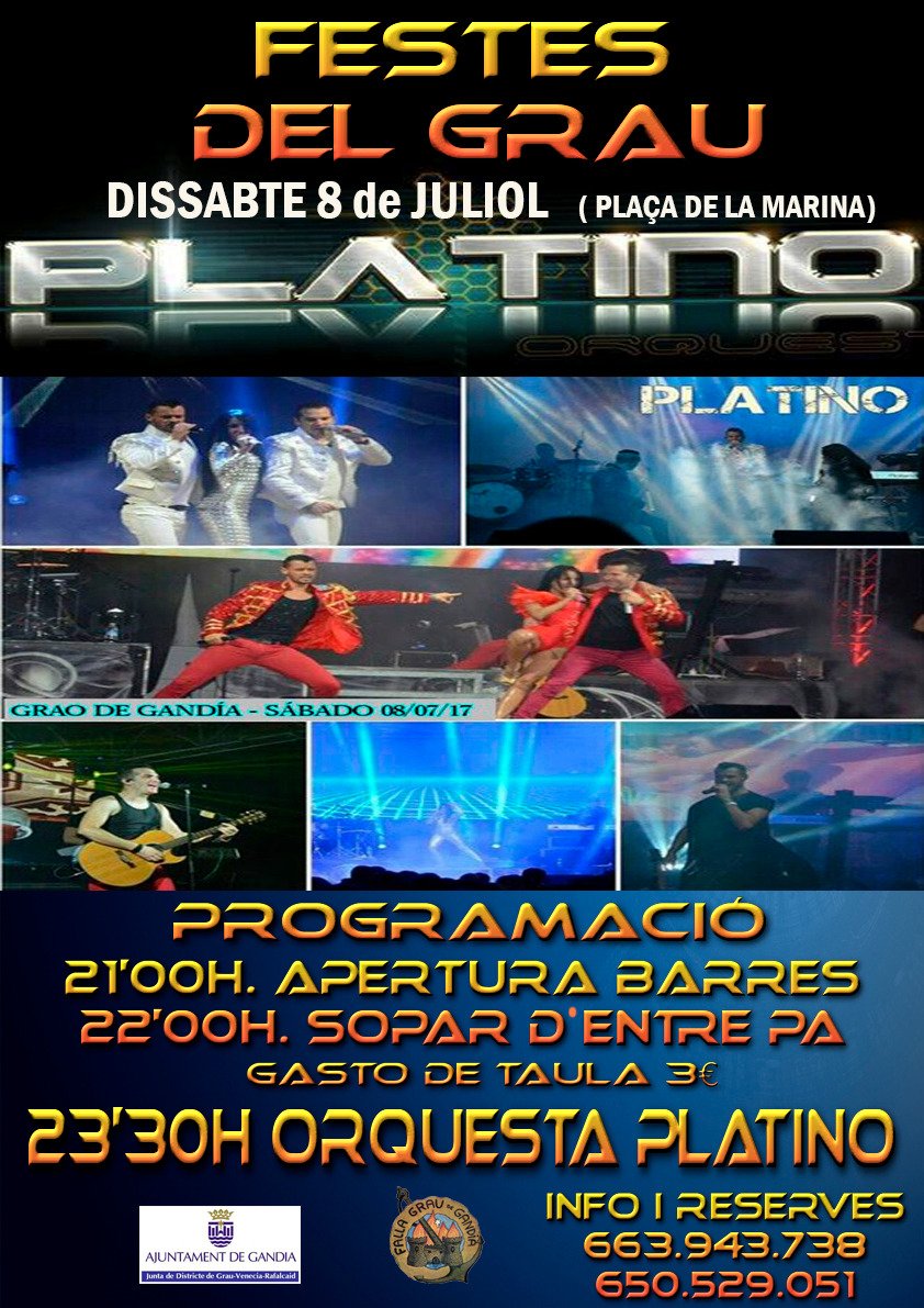 FallaGrau's tweet image. No pots faltar!dissabte 8 de juliol ens vegem en la Plaça de la Marina.Sopar i l'orquestra Platino!No t'ho pergues!#Femfalla #Femcomboi