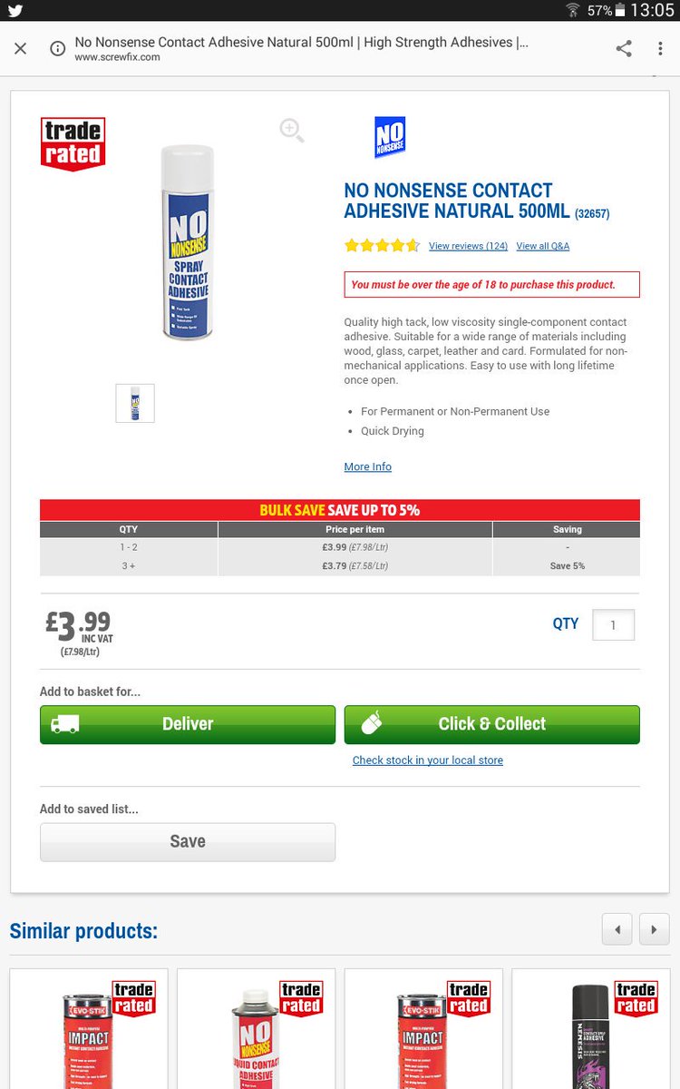 scottmc999's tweet photo. @Screwfix hy is this solvent free?  I want to use it to stick lino to a floor in a school classroom https://t.co/KZmV786f6H