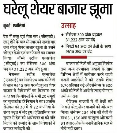 mishra_shani's tweet image. जीएसटी लागू होने के बाद झूमा घरेलू शेयर बाजार।
#GSTBoostForBiz