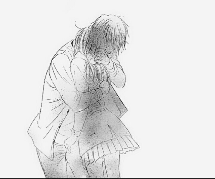 Anime girl hugging boy from behind