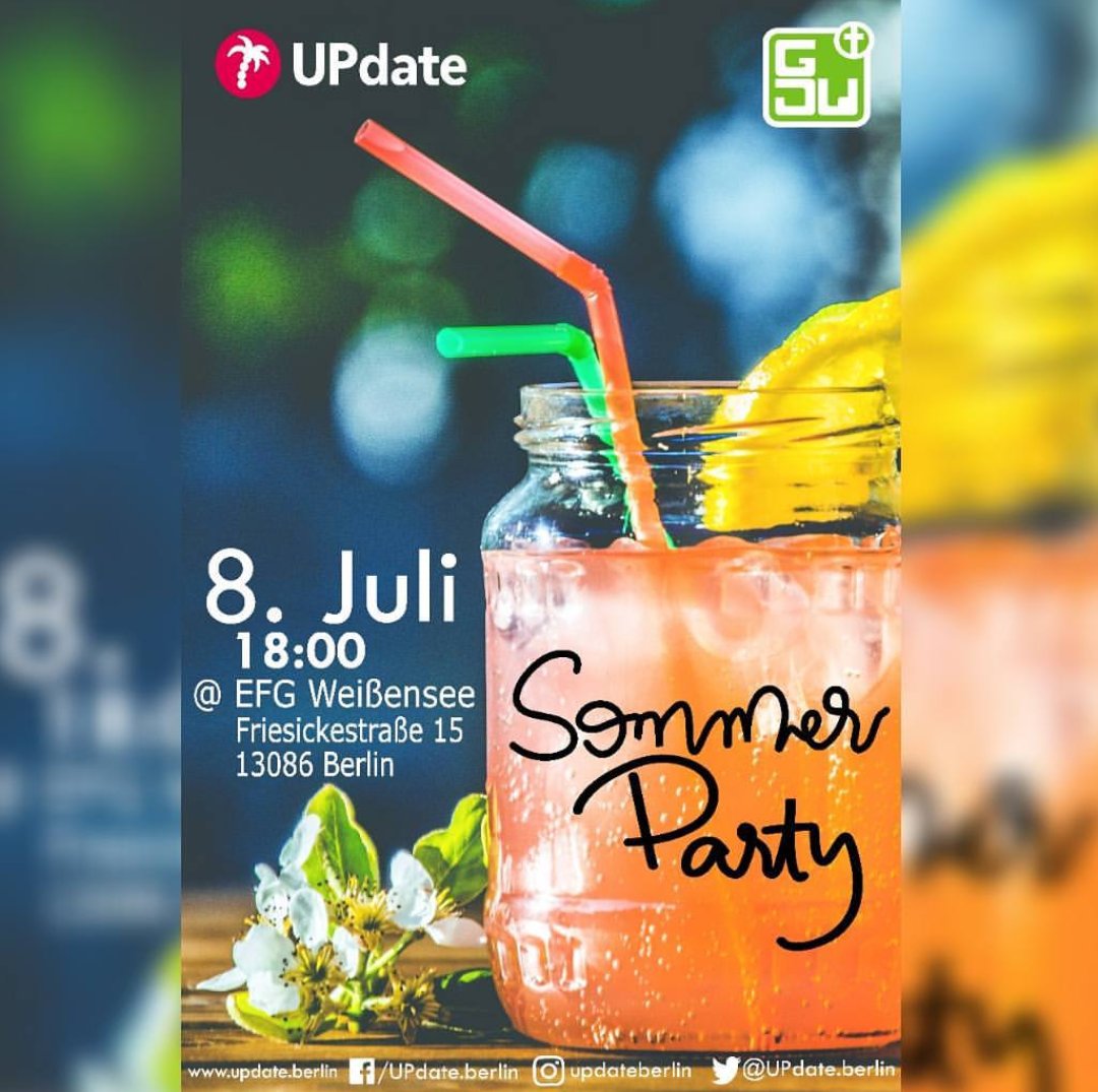 Herzliche Einladung an euch alle zur Sommerparty am kommenden Samstag in die EFG Weißensee zu kommen. Es waren tolle Aktionen auf euch ♡