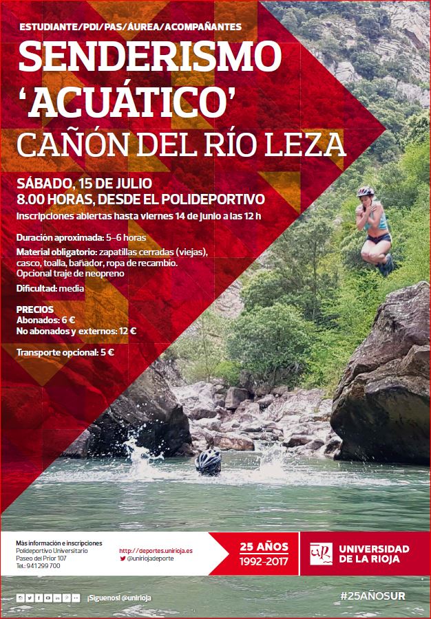 uniriojaDeporte's tweet photo. Tenemos fecha para el descenso del Cañón del Leza: 15 de julio
¡Pueden inscribirse acompañantes y familiares!
#NoTeLoPierdas https://t.co/sh3ykV2WCl