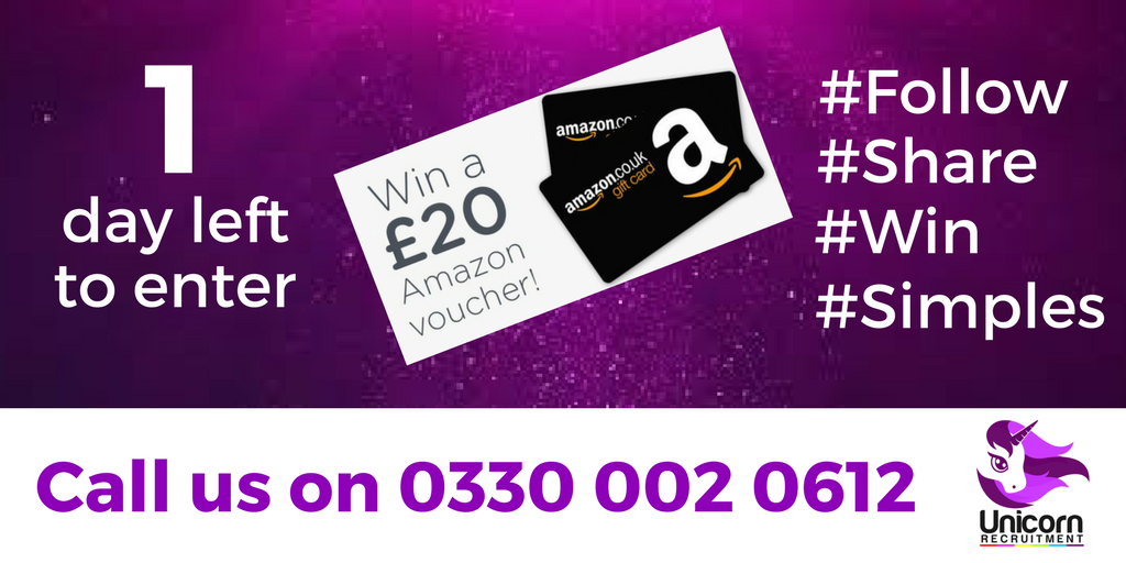 unicorn_jobs's tweet photo. #Competition ends midnight tomorrow for those wishing to #enter for a chance to #win one of our FIVE #prizes https://t.co/WWqstJN4Nk