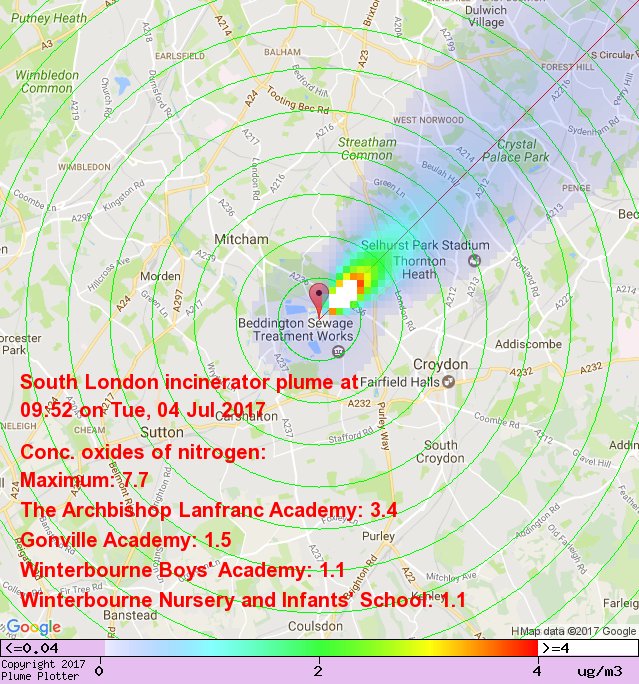 Latest South London incinerator plume plot, 09:52 04/07/17 #ThorntonHeath #Norbury #NorwoodNewTown plumeplotter.com/southlondon/?m…