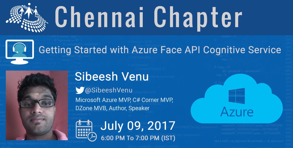CsharpCorner's tweet image. #Webinar on #Azure #FaceAPI #CognitiveService by @SibeeshVenu! Register now: goo.gl/JEEm7M #FreeWebinar