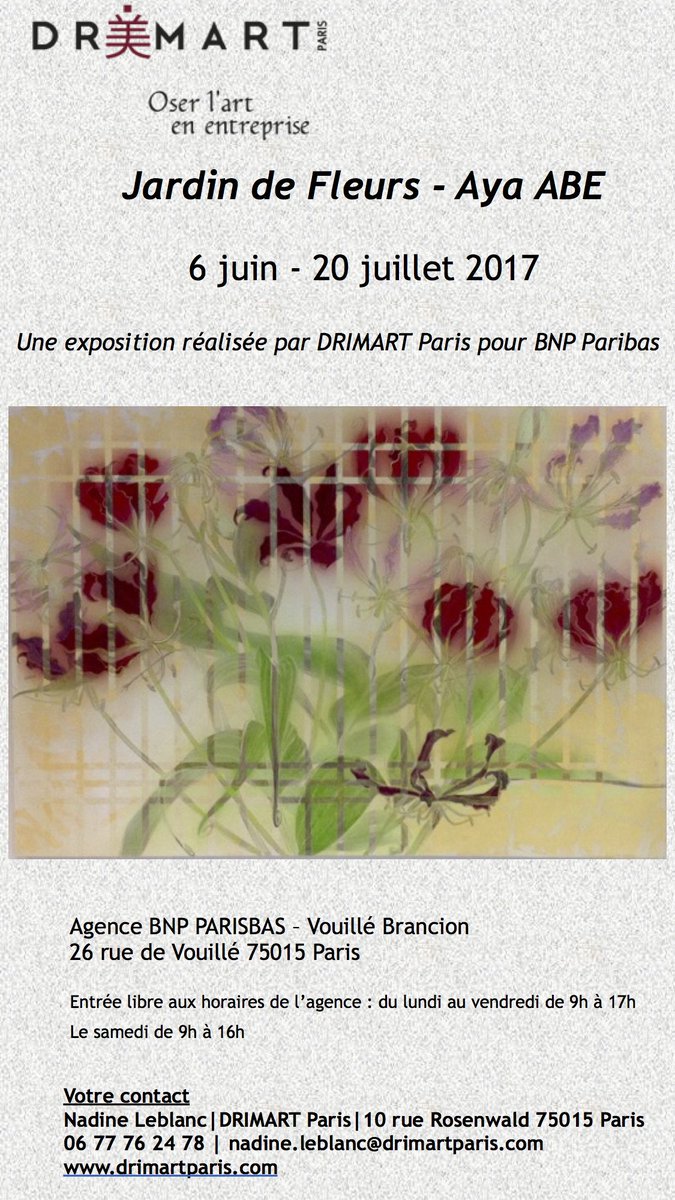 DRIMARTPARIS's tweet photo. Grand succès de l'expo-vente "Jardin de Fleurs" d'Aya Abe à la BNP! Vous aussi, venez découvrir la peinture japonaise jusqu'au 20 juillet. https://t.co/qzg2dkX8M0