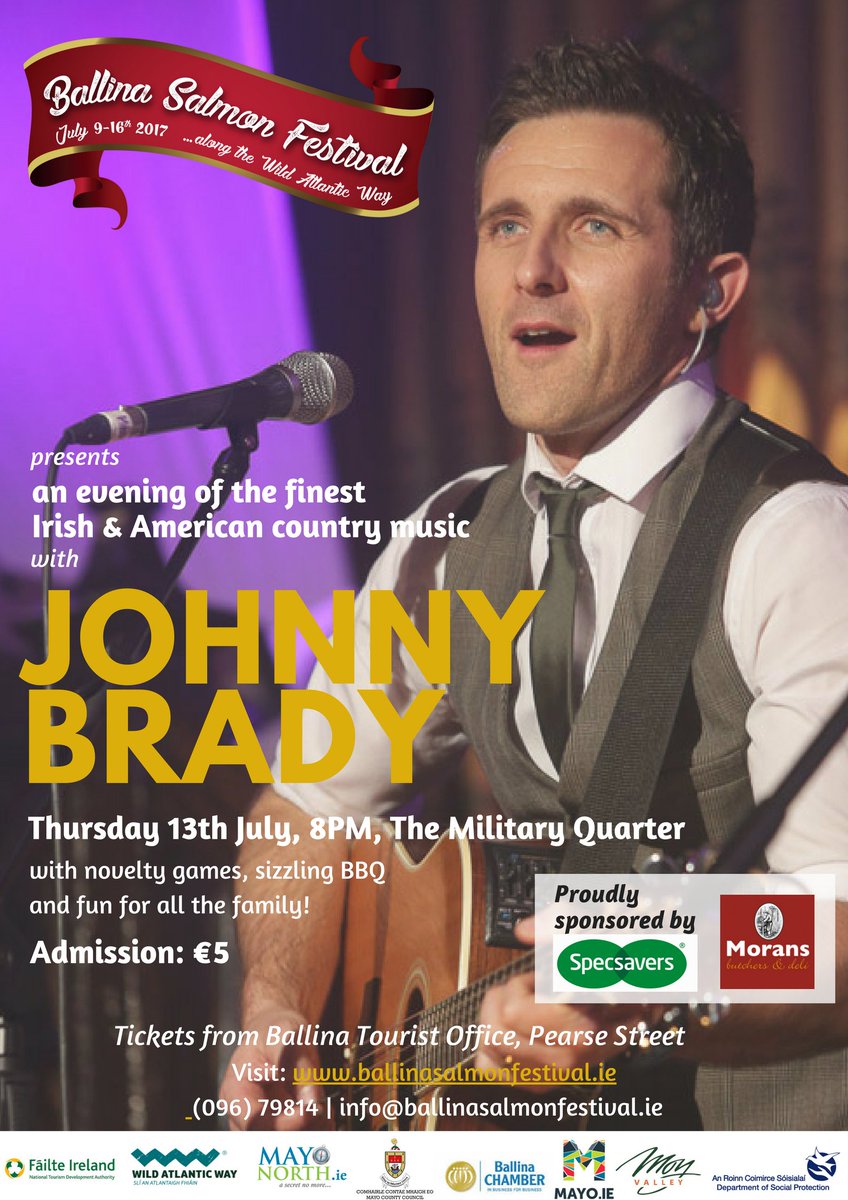 Ballina Salmon Festival (@ballinafestival) on Twitter photo Not long left now!! Country and Western evening is happening on July 13th in the Military Quarter, featuring the very popular <a href="/_JohnnyBrady/">Johnny Brady</a> Not long left now!! Country and Western evening is happening on July 13th in the Military Quarter, featuring the very popular <a href="/_JohnnyBrady/">Johnny Brady</a>