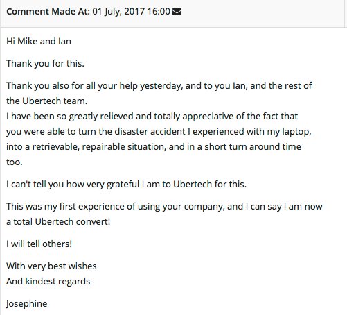 Its fantastic comments like this which really keep us striving to be the best Apple support company we can be.