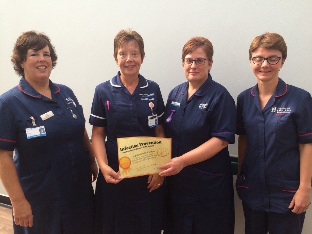 uhbtrust's tweet photo. Congrats to team on Ward 4 at Heartlands as they receive Infection Control Gold Standard Award for best practice 🏆 https://t.co/qguPNzQIM9
