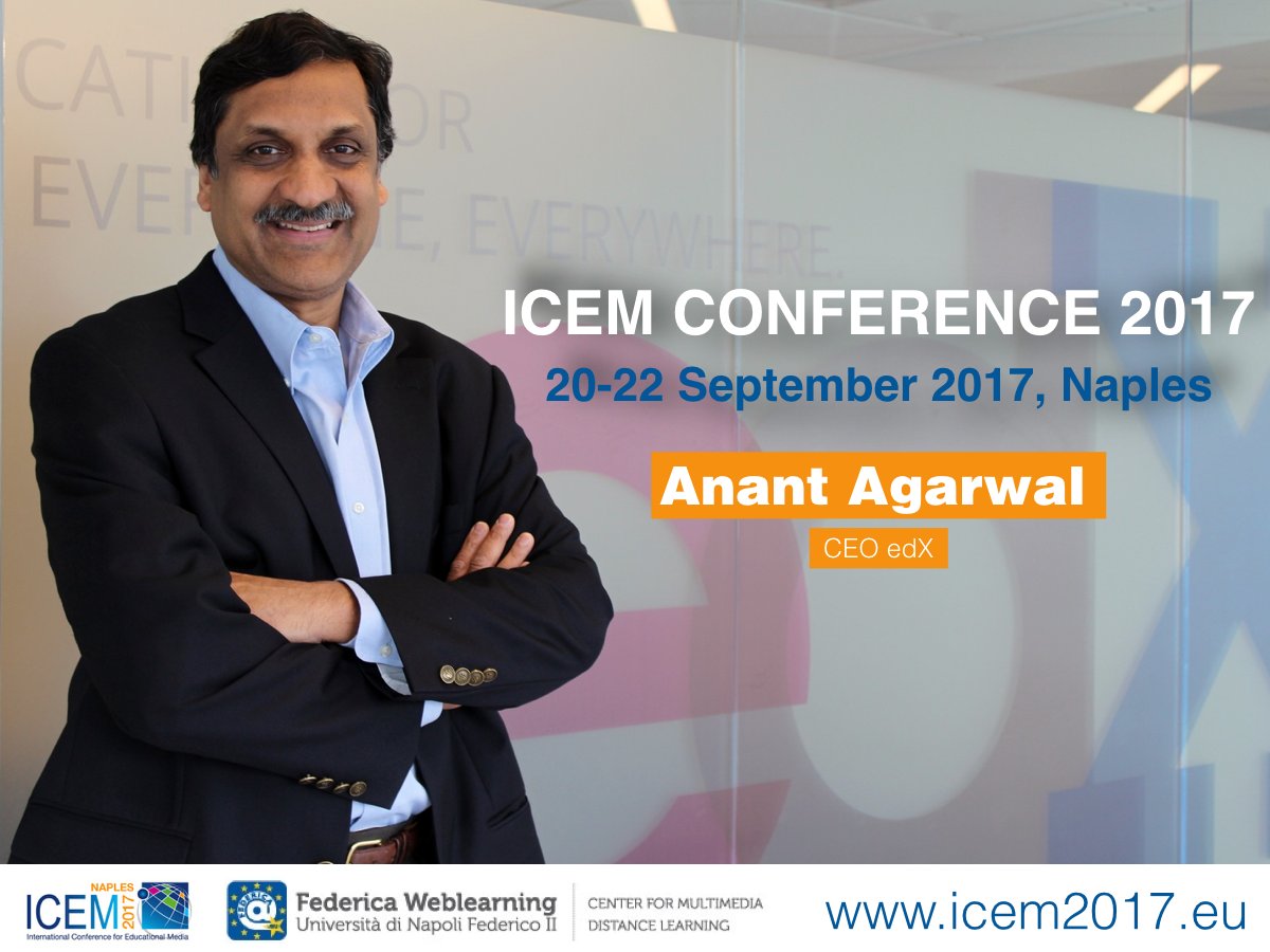 FedericaUniNa's tweet photo. 📢  We are pleased to announce #AnantAgarwal (CEO @edXOnline) participation at #ICEM2017 Conference ➡️  See more https://t.co/PrKEa1hHxO https://t.co/2viSttkMXZ