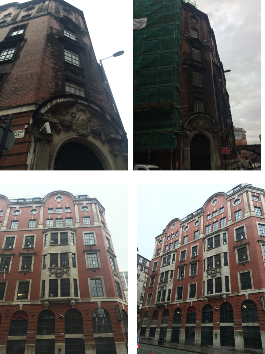Quadrigacltd's tweet photo. Some before & after pictures of the stone clean, window repair and replacement at Princess Street #Manchester. An excellent job! #stoneclean https://t.co/piwqZuHV7K