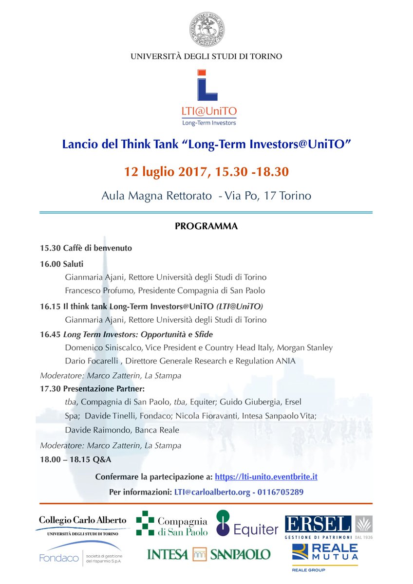 LTI@UniTO (@ltiunito) on Twitter photo #SaveTheDate:Lancio Think Tank #LTIUniTO 12 luglio ore 15.30 Aula Magna Rettorato <a href="/unito/">UniversitĂ di Torino</a> Via Po 17 Torino
Iscrizione lti-unito.eventbrite.it #SaveTheDate:Lancio Think Tank #LTIUniTO 12 luglio ore 15.30 Aula Magna Rettorato <a href="/unito/">UniversitĂ di Torino</a> Via Po 17 Torino
Iscrizione lti-unito.eventbrite.it