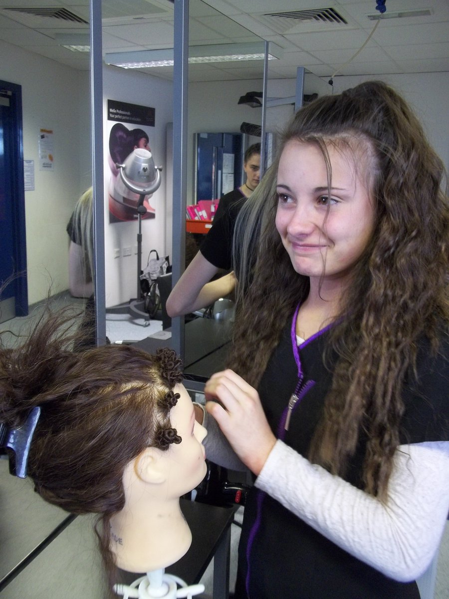 H2B_ExeColl's tweet photo. Afro Caribbean Hair Knots - Exmouth Community College year 10 Students - Jade, Faith and Bobbi. Great effort by all, well done. https://t.co/JujF1cvJh6