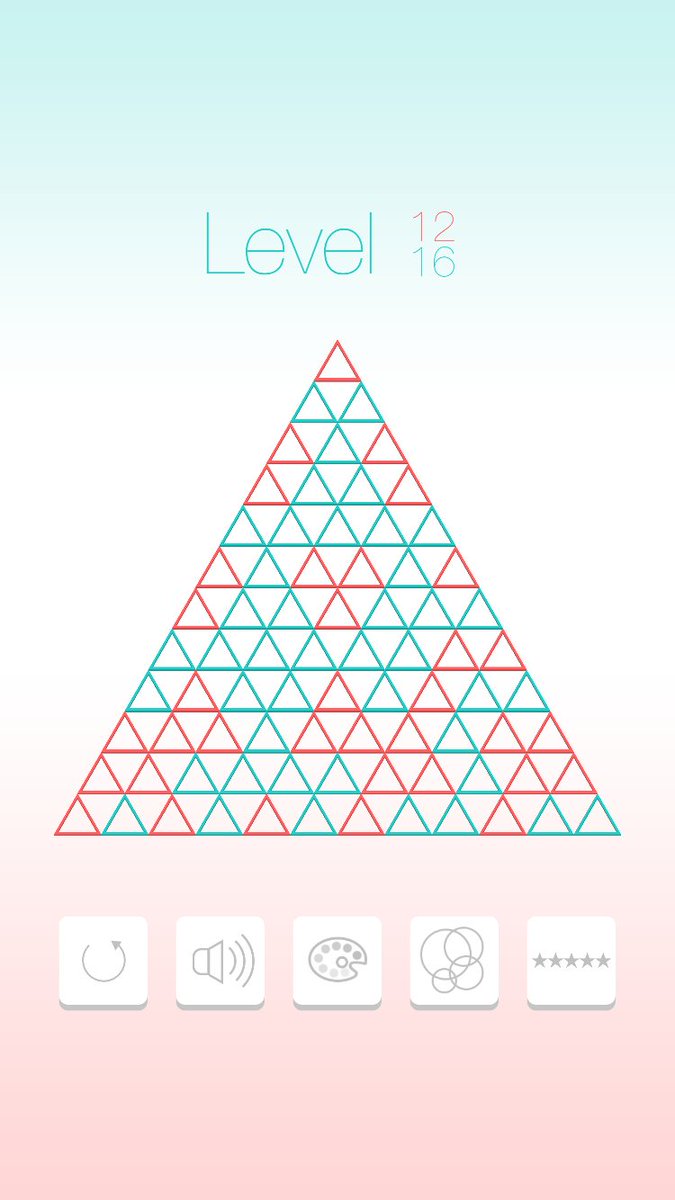 Code_Handwerker's tweet image. Our Triangle Flip game now has beautiful color schemes ... here are some! apple.co/2tk3AMk #ios #board #puzzle #indiedev #gamedev