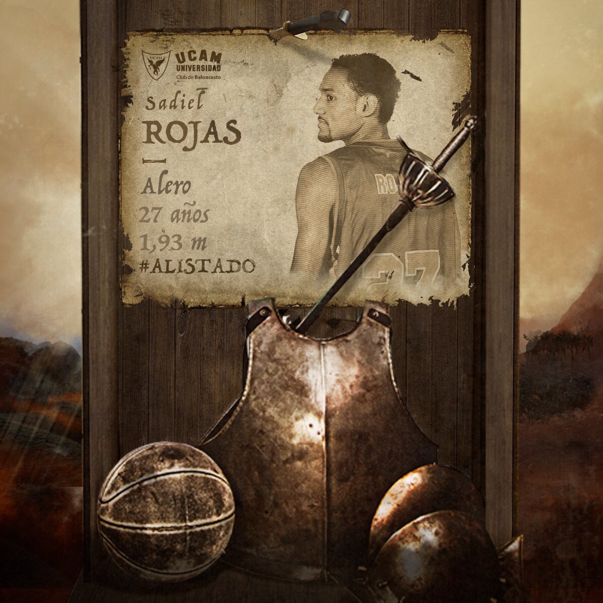UCAMMurcia's tweet photo. OFICIAL: @sadielrojas Último Guerrero de los Tercios del @UCAMMurcia renueva por dos temporadas #Alistado https://t.co/2FFAuLWOOj https://t.co/21klR8yKBn