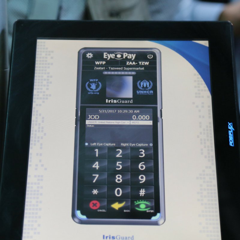 WFP's tweet photo. Ever imagined what the supermarket of the future will look like? In #Jordan, 76k Syrian refugees buy food using WFP’s 👁️ scan #technology https://t.co/dryv7ccrCC