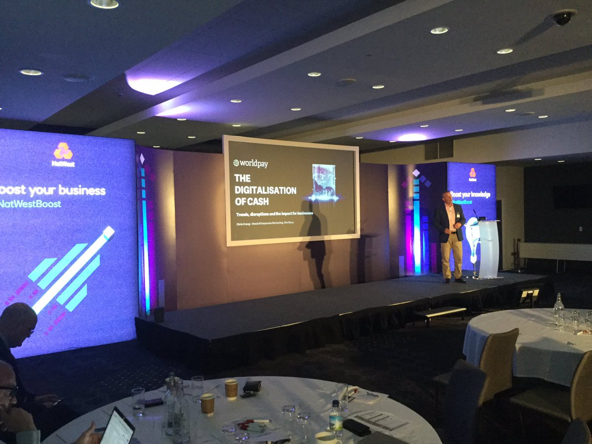 Chris Chang takes the stage from <a href="/Worldpay_UK/">Worldpay UK</a> talking at #NatWestBoost about a cashless society