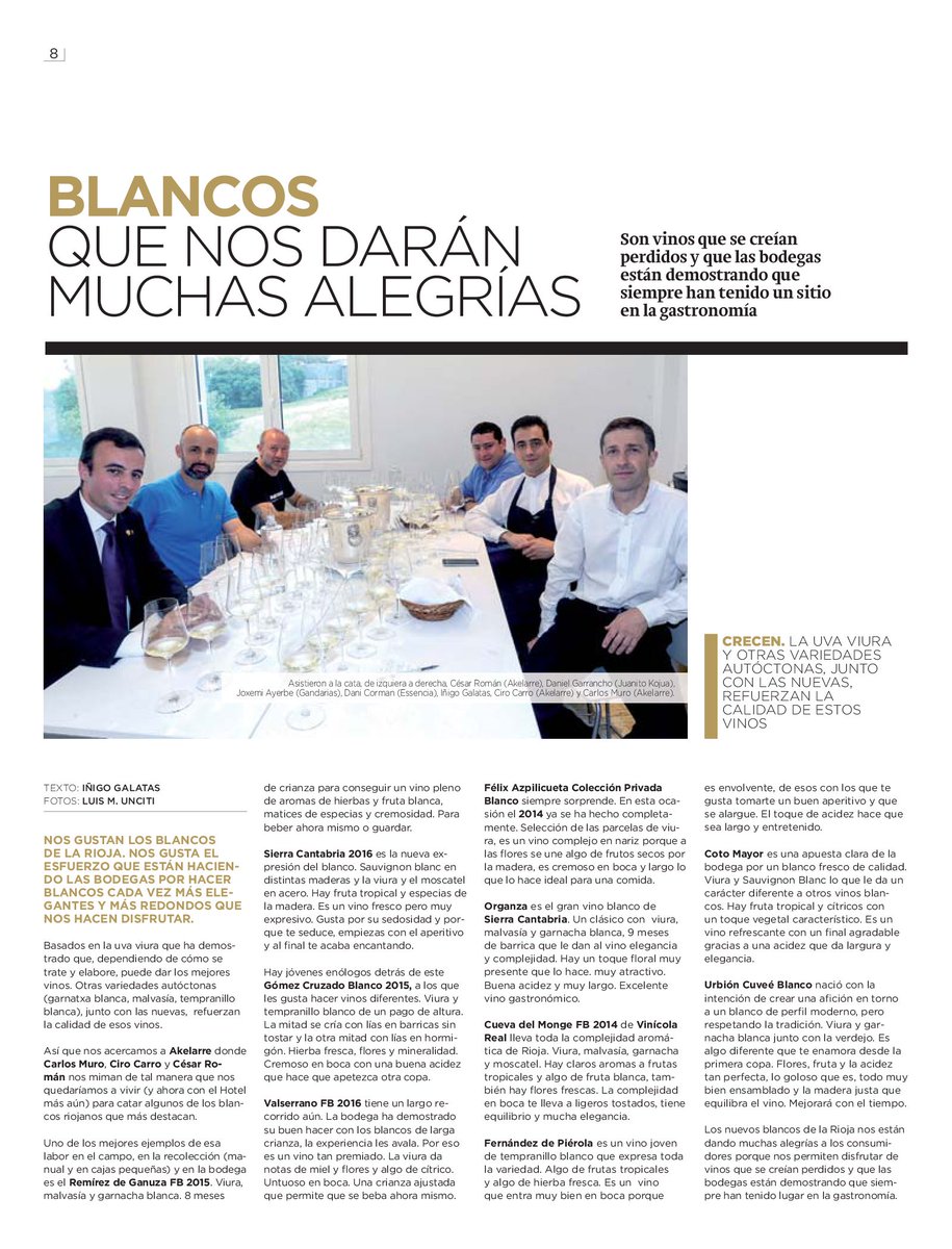 Triunfaron en la cata de Akelarre: <a href="/valserrano/">Bodegas de la Marquesa</a>, <a href="/AzpilicuetaVino/">Vino Azpilicueta</a>  <a href="/Vinicola_Real/">Bod. Vinicola Real</a> <a href="/b_gomez_cruzado/">B. Gómez Cruzado</a> @ramirezdeganuza y Sierra Cantabria