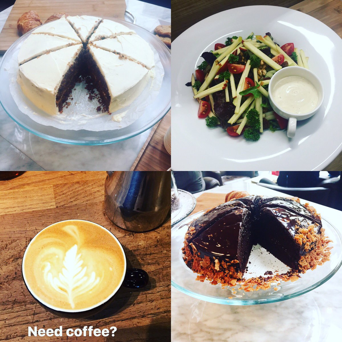 Baristas75's tweet photo. Come and try our Waldorf salad or Burgers. And a piece of our Golden carrot cake for dessert with a cup of coffee. For the 4th of July. https://t.co/oVxNOdLuAw