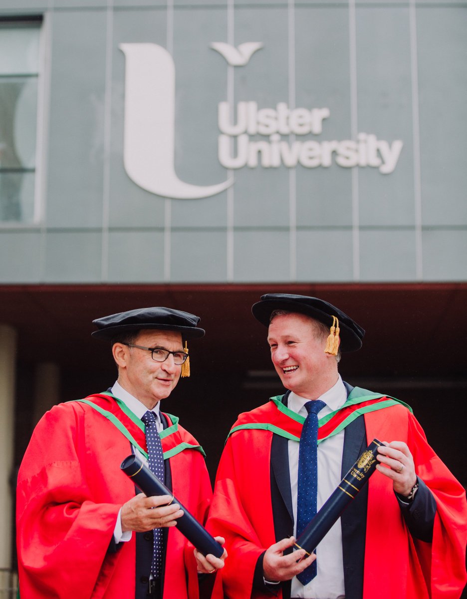 UlsterUni's tweet photo. Football managers score honorary degrees @UlsterUni this morning. Congrats to everyone achieving their goals today #UlsterGrad #proud https://t.co/OCfBO5Aqmj