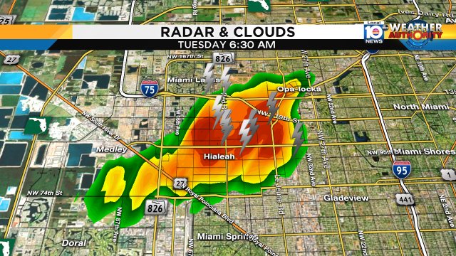 T-storms near #Miami Lakes & Hialeah area moving WNW. https://t.co/HAttXffjYl
