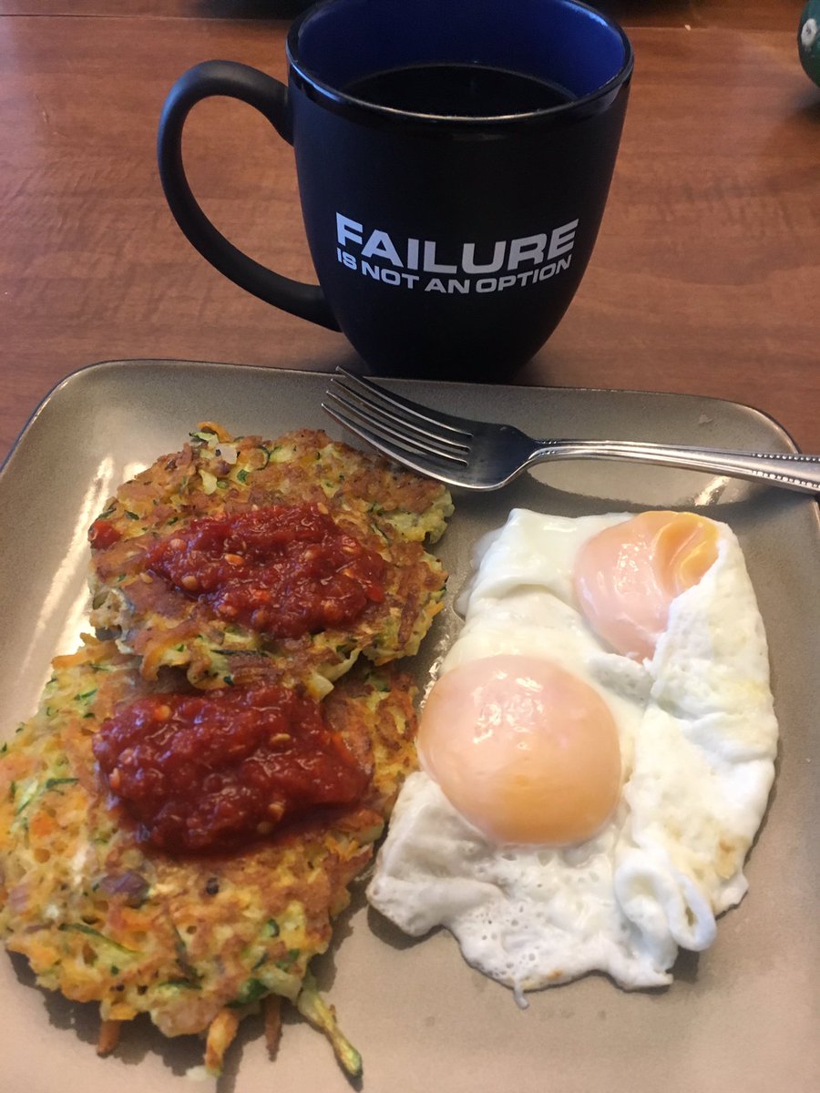 KansasRandy73's tweet photo. zucchini and sweet potato fritters with poached eggs-yum! https://t.co/bYIAmGeEbP