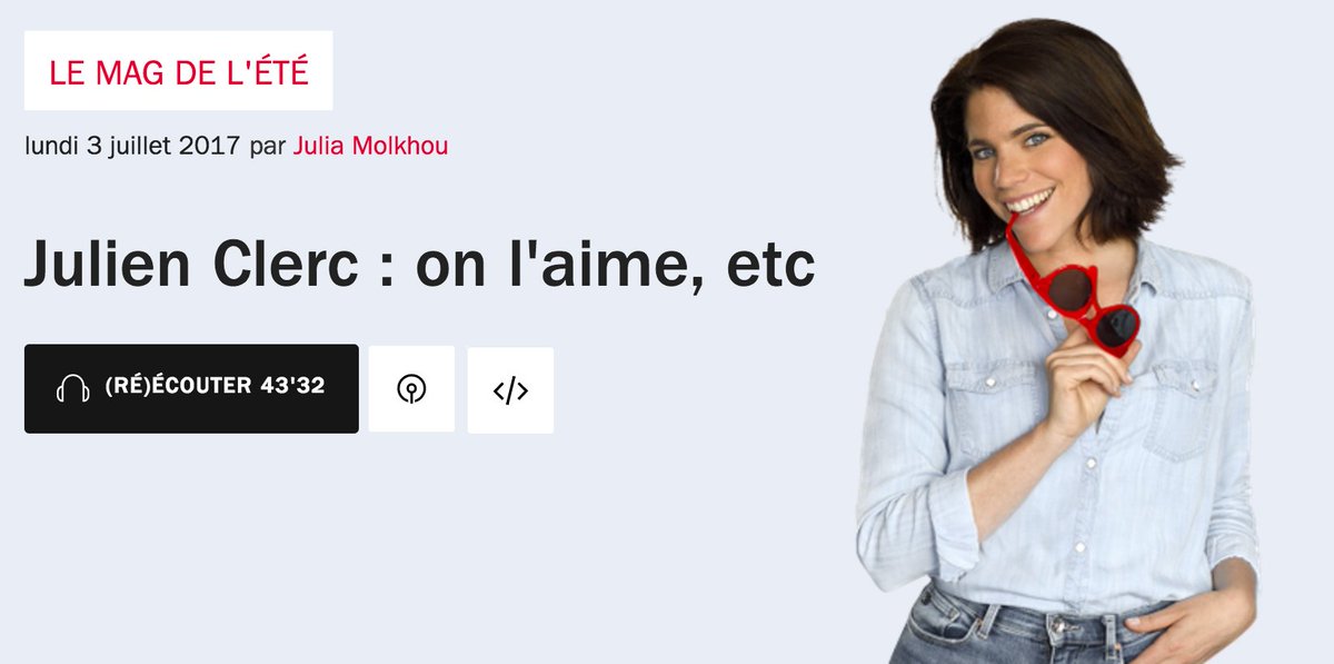 JulienClerc_Off's tweet photo. J'étais hier l'invité de @JuliaMolkhou sur @franceinter. #MagDeLete 
➡ https://t.co/4GLCw3sVQL https://t.co/1HjMT9BNUi