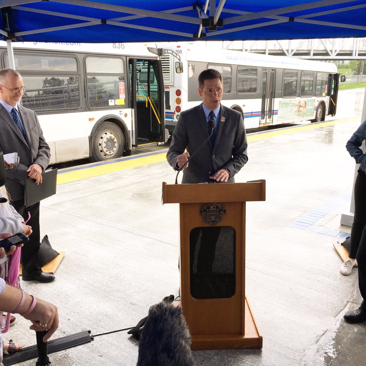 BrianTDBowman's tweet photo. Pleased to officially open Stadium Station today at @umanitoba / IGF. 1st piece of Southwest Rapid Transitway Stage 2 complete. https://t.co/Qdxvol5Gi7
