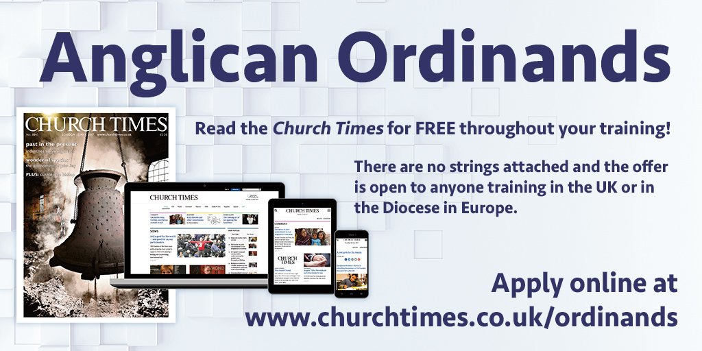 ChurchTimes's tweet image. Starting ordination training in the @c_of_e? Apply for your FREE Church Times subscription here: churchtimes.co.uk/ordinands #vicarschool