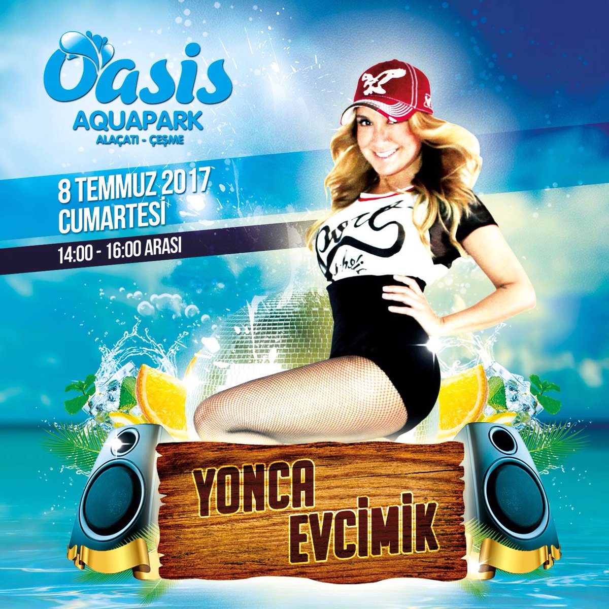 Yonca Evcimik ile eğlenmeye hazır mısınız?👻🙌 
Oasis Aquapark Alaçatı/Çeşme'de sizlerle...🕶☀️🔥💥💦💧
*Rezervasyon için ; +90 533 890 12 90 / 91