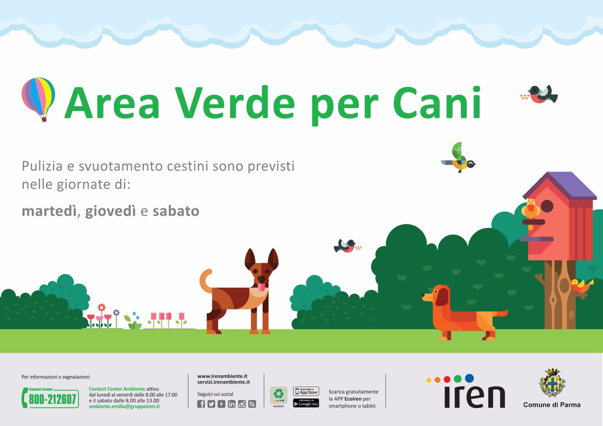 gruppoiren's tweet photo. La campagna di comunicazione @ComuneParma per la raccolta #rifiuti dalle aree verdi riservate agli amici a #quattrozampe #IrenPerLambiente https://t.co/q9sg7ExyQ1