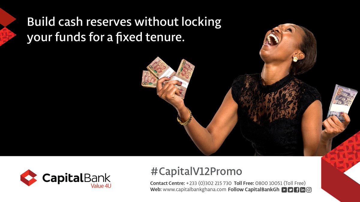 GCBBankPLC's tweet photo. Build cash reserves w/o locking up your cash for a fixed tenure. Earn 12% interest p.a on your accounts with the #V12Promo. πAsk us how. https://t.co/a7SGDD3PD3