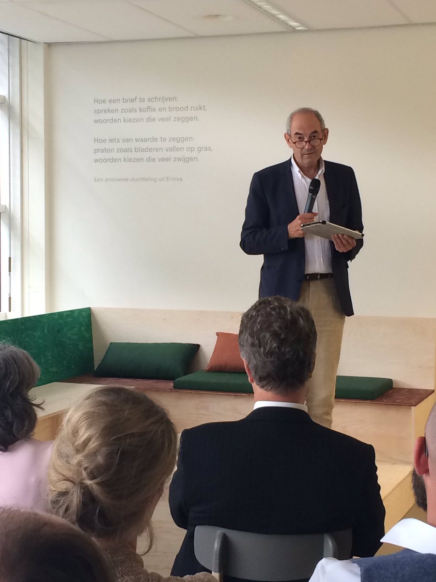 UAFnl's tweet photo. Job Cohen, voorzitter Raad v. Toezicht: 'De nieuwe werkomgeving past bij ambities UAF. Nogmaals gefeliciteerd met deze inspirerende ruimte!' https://t.co/NxbmsBcPko